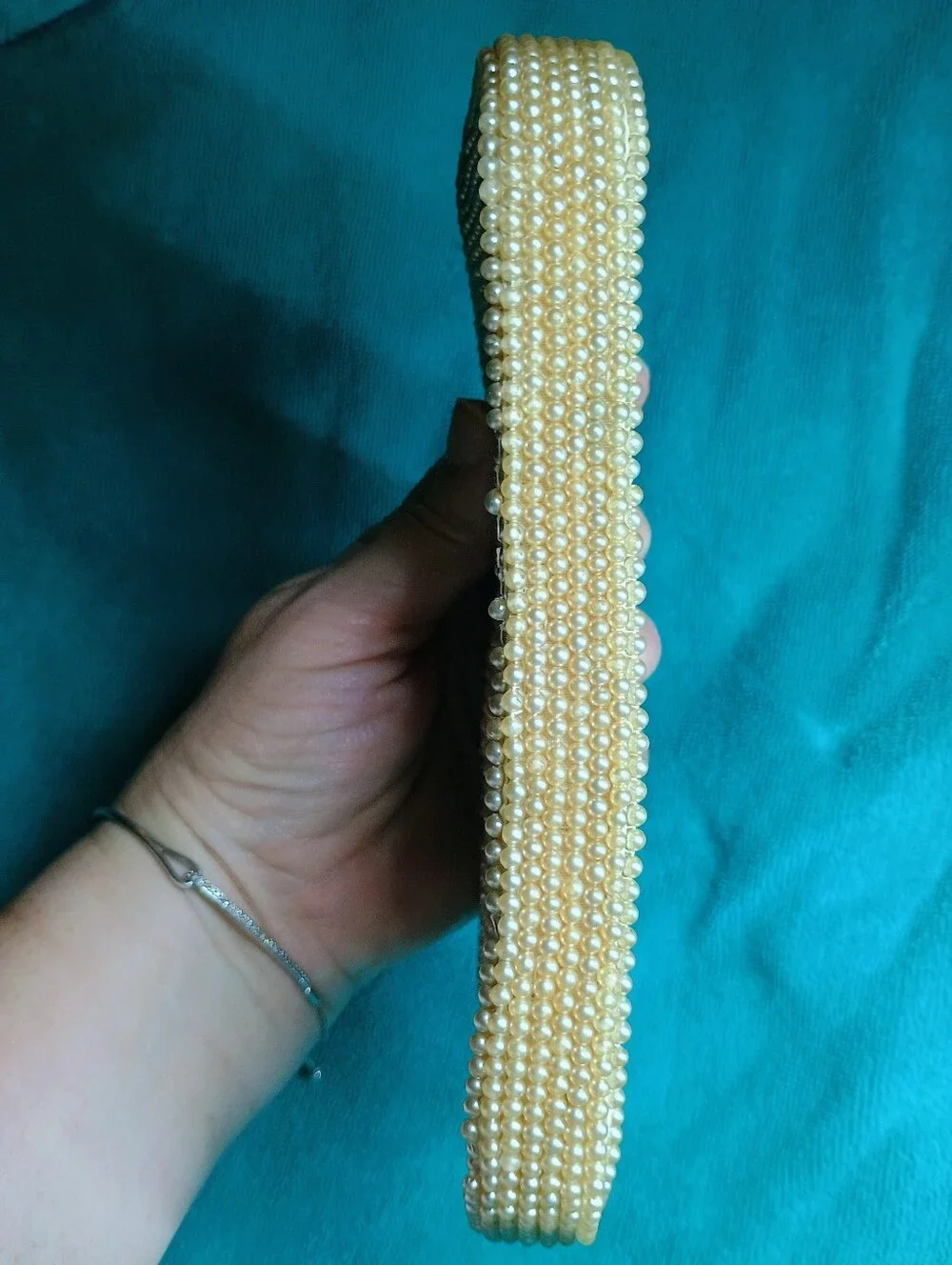 Vintage Faux-pearl Beaded Evening Clutch 1940-50's Era
